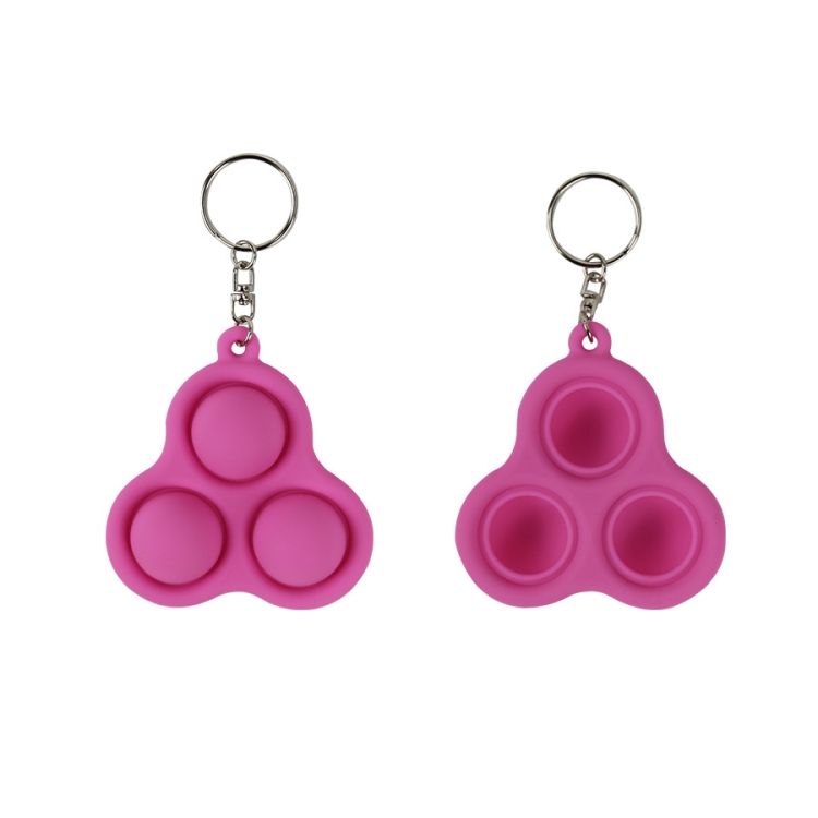 

4 PCS Press Bubble Fun Mini Pressure Relief Fingertip Toy Silicone Finger Practice Keychain,Style: Triangle (Pink)