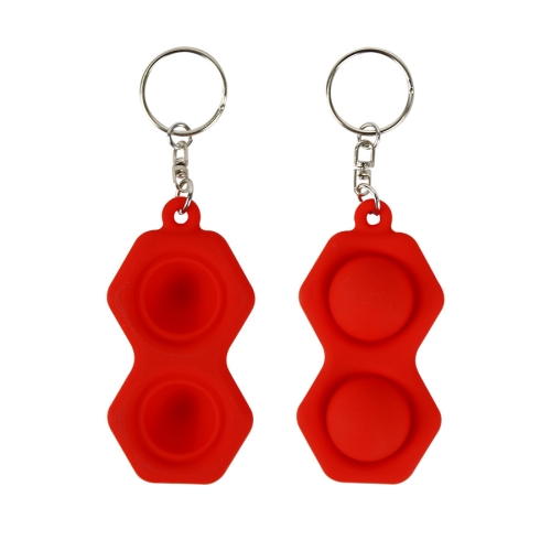 

4 PCS Press Bubble Fun Mini Pressure Relief Fingertip Toy Silicone Finger Practice Keychain,Style: Hexagon (Red)