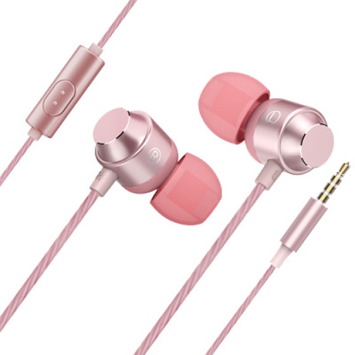 

XK-059 3.5mm In-ear Heavy Bass Gaming Music Metal Wired Earphone with Microphone(Pink)