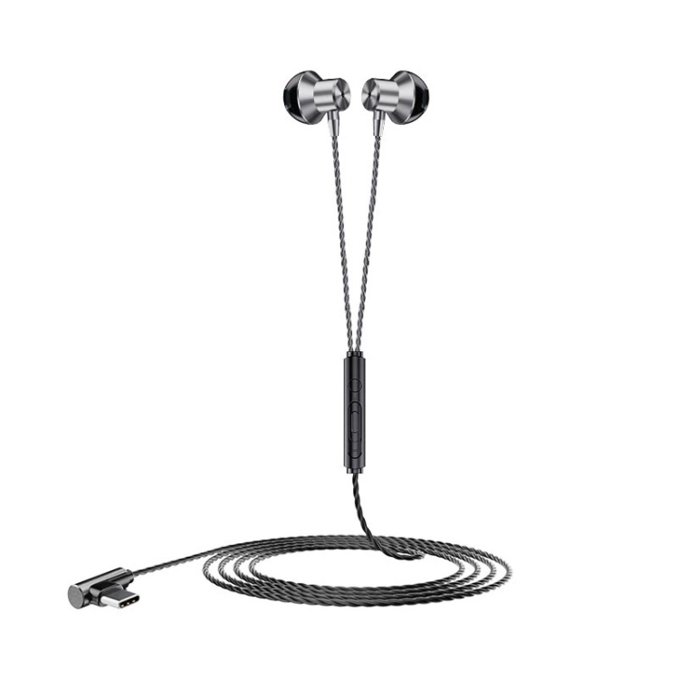 

F12 Elbow Earbud Headset Wire Control With Wheat Mobile Phone Headset, Colour: Type-C (Gray)