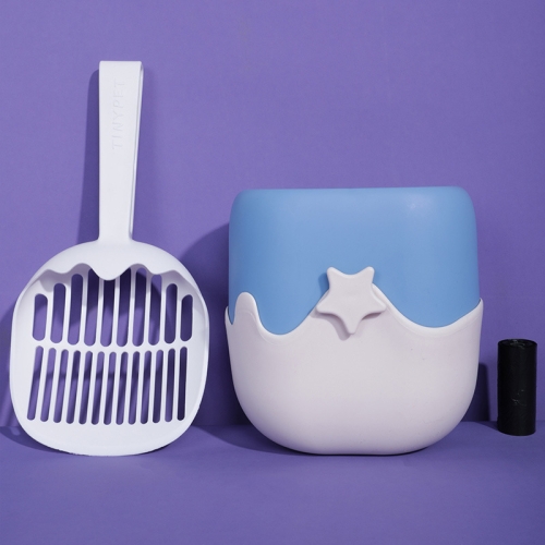 

Tinypet Ice Cream Cat Litter Shovel Hangable Shoveling Cat Cleaning Supplies(Blue+White)