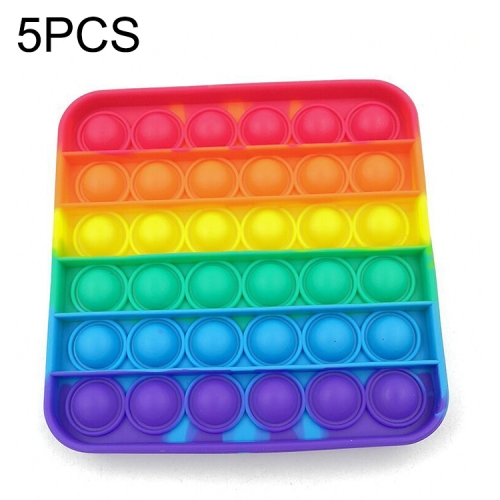 

5 PCS Children Mathematical Logic Educational Toys Rainbow Square Silicone Pressing Parent-Child Board Game, Random Color Delivery