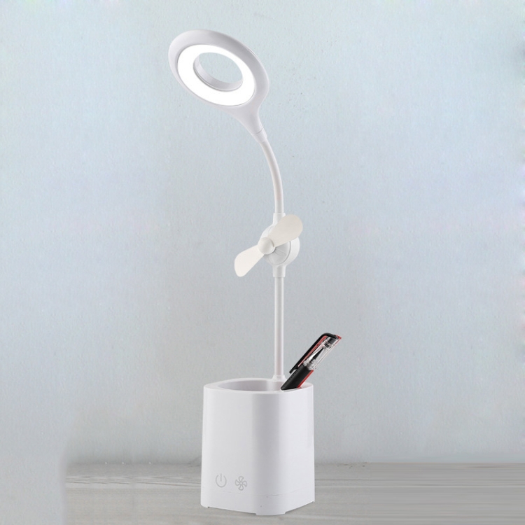 

WS-8010 LED Fan Desk Lamp Bedside Desk USB Folding Desk Lamp, Colour: Pen Holder White Fan Blade