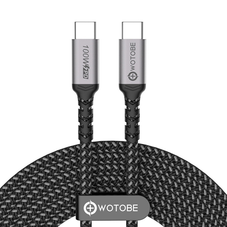 

2 PCS WOTOBE PD100W 5A Type-C to Type-C Fast Charging Data Cable With E-Mark Chip, Model: 0.2m(Black)