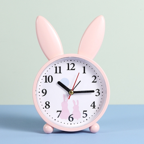 

2 PCS Simple Cartoon Rabbit Alarm Clock Ornaments Bedroom Decoration Bedside Mute Sweeping Small Alarm Clock, Color And Style Random Deilvery
