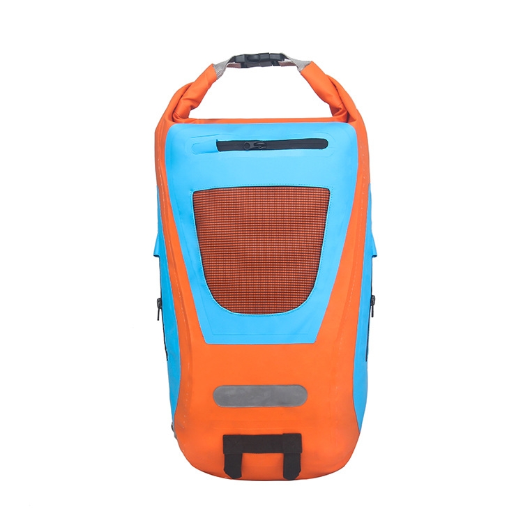 

25L Outdoor Sports Waterproof Backpack PVC Cycling Travel Storage Bag(Orange + Lake Blue)