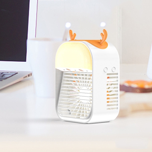 

Household Mini Humidification Fan Portable USB Water-cooled Air Conditioning Fan(Deer Ears-White)