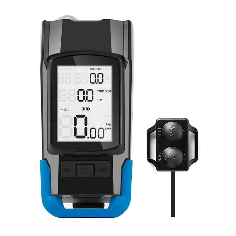 

3 In 1 Wireless Bicycle Code Meter Lamp Strong Light Front Light, Colour: Blue