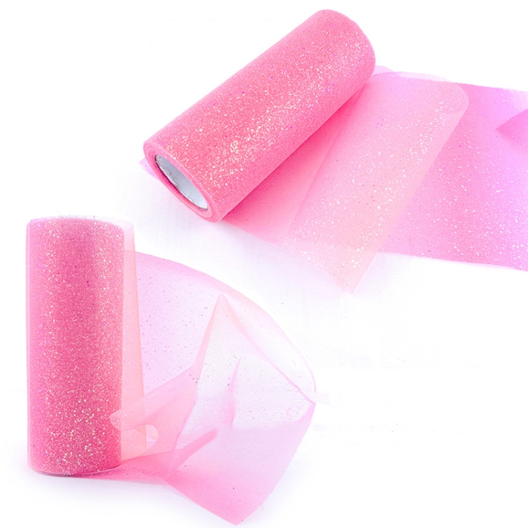 

2 PCS Glitter Rainbow Net Yarn Roll for Photo Background / Desktop Decoration / Skirt, Length: 9m, Width: 15cm(ABK5 Rose Pink Gradient Glitter)