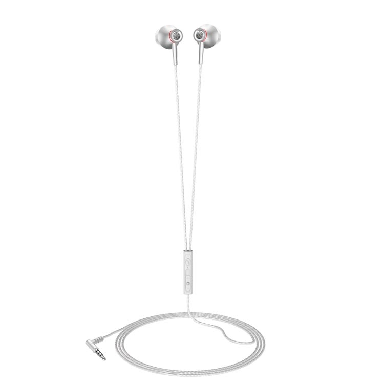 

F20 3.5mm Jack Metal Earphones Wire-Controlled Earbuds Mobile Phone Earphones With Mic(Silver Bagged)