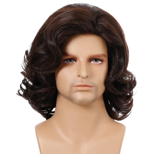 

Men Wigs Oblique Bangs Fluffy Short Curly Hair