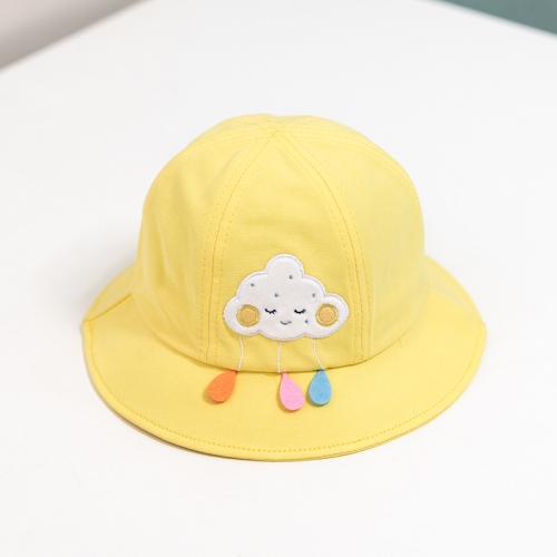 

C0564 Cartoon Cloud Raindrops Pattern Baby Fisherman Hat Spring Baby Sun Hat, Size: Around 48cm(Yellow)
