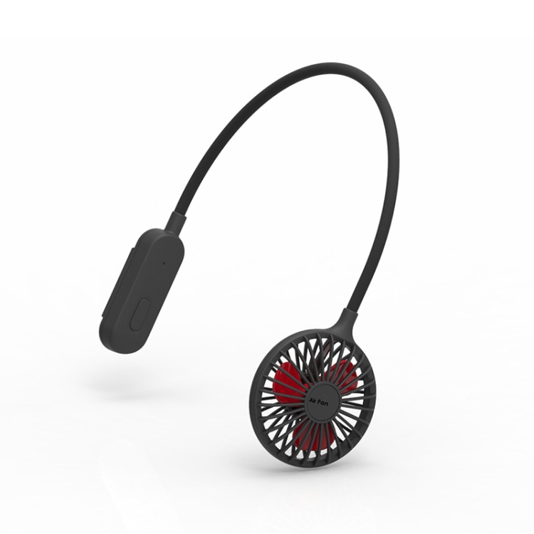 

Hanging Neck Earphone Clip Fan Student Dormitory Portable USB Folding Mini Fan(Black)