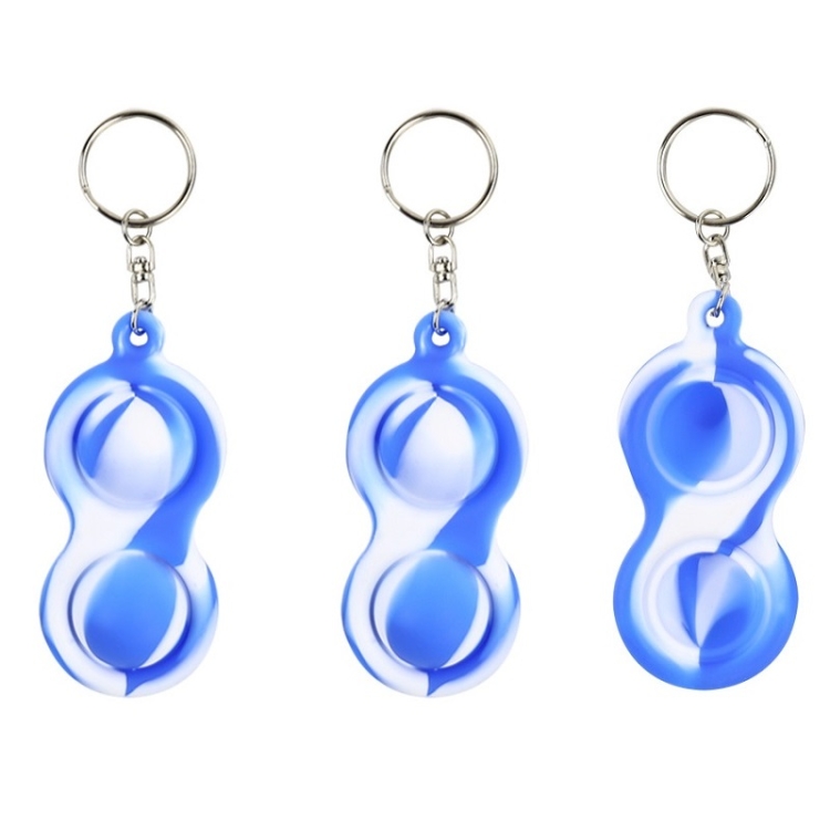 

3 PCS Keychain Pendant Silicone Decompression Toy Figure 8 (Blue White)