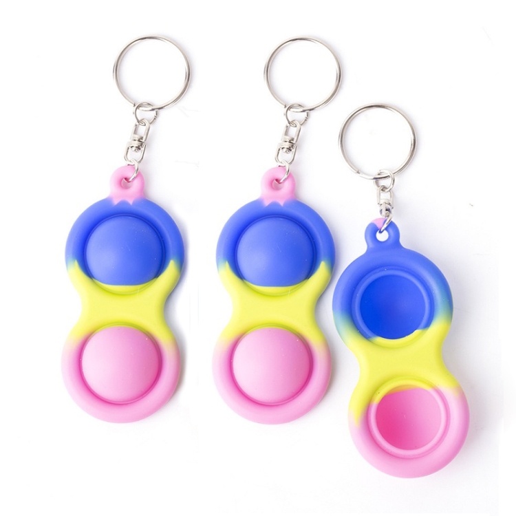 

3 PCS Keychain Pendant Silicone Decompression Toy Figure 8 (Blue yellow Pink)