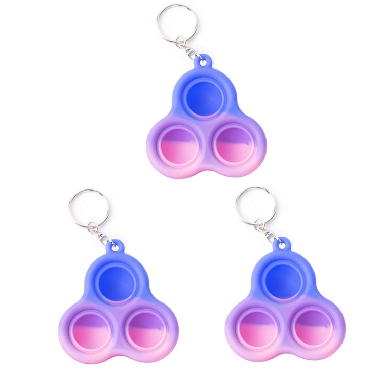 

3 PCS Keychain Pendant Silicone Decompression Toy Triangle (Pink Purple Blue)