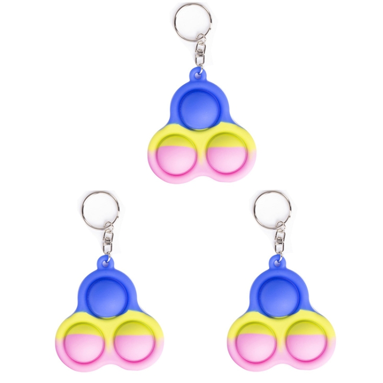 

3 PCS Keychain Pendant Silicone Decompression Toy Triangle (Pink Yellow Blue)