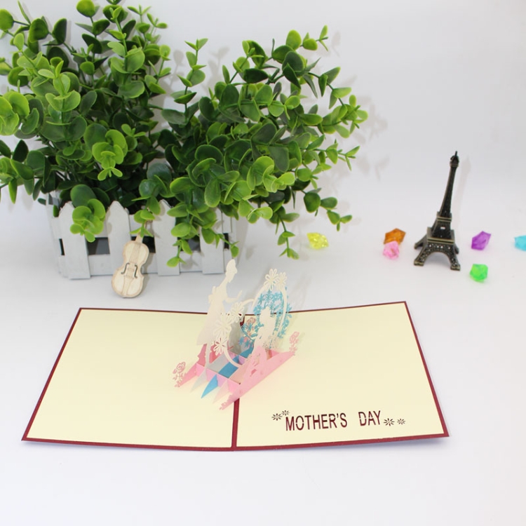 

2 PCS 3D Stereo Greeting Card Handmade DIY Mother Day Paper-Cut Card