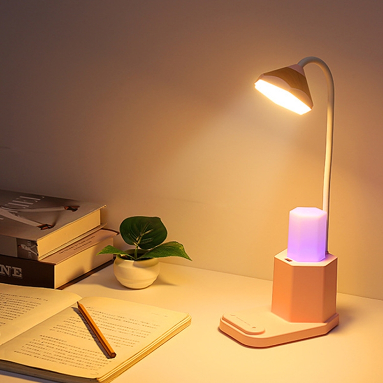 

QB-1 Multifunctional Pencil Table Lamp USB Eye Protection Learning Bedside Reading Table Lamp(Pink)