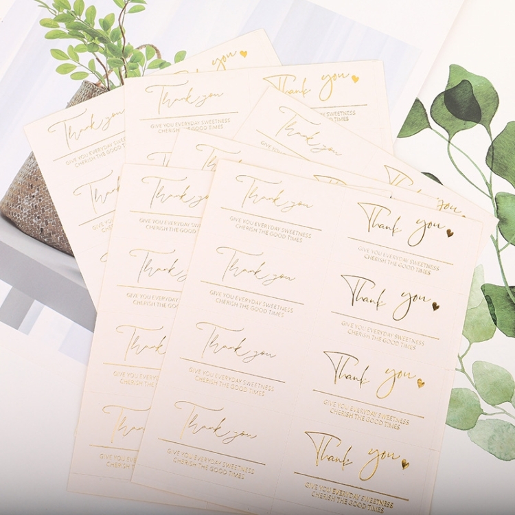 

50 Packs Thank You Hot Stamping Label Dessert Cup Decoration Sticker