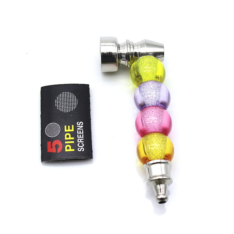 

2 PCS Personalized Creative Color Bead Pipe With Mesh Set,Ramdom Color Delivery