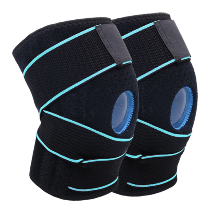 

2 PCS Sports Band Compression Silicone Knee Pads Running Sports Cycling Knee Pads(Black Blue)