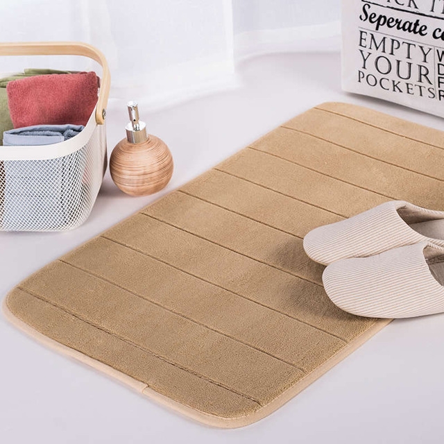 

Non Slip Water Absorption Rug Bathroom Mat Shaggy Memory Foam Kitchen Door Floor Mat, Size:50X90CM(Brown)