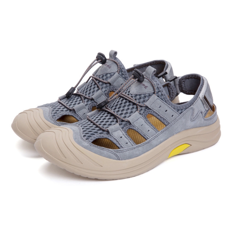 

Men Beach Sandals Sports Breathable Leather Leisure Shoes, Size: 45(Gray)