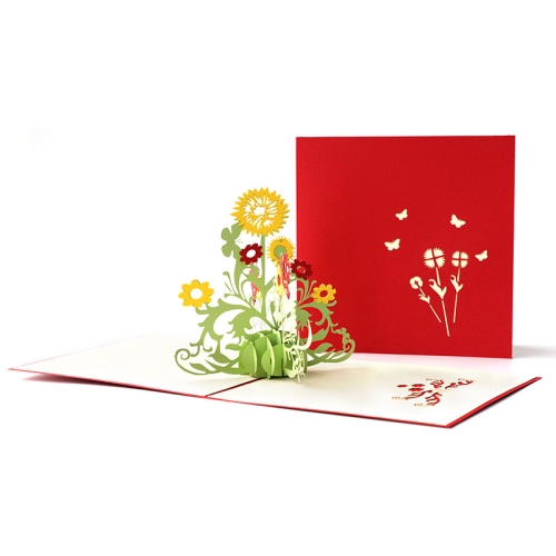 

2 PCS Thanksgiving Three-Dimensional Greeting Card 3D Three-Dimensional Sunflower Handmade Small Card