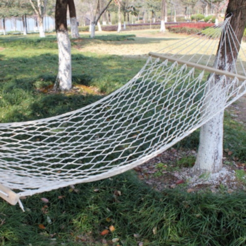 

Outdoor Mesh Hammock Cotton Thread Solid Wood Stick Hammock Indoor Swing, Size: 200x80cm