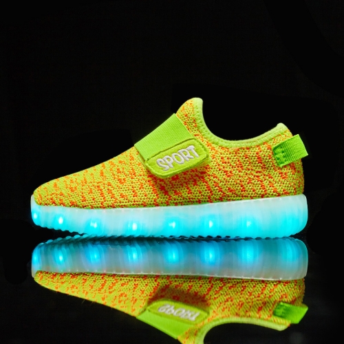 

Led Light Luminous Shoes Flying Woven Sports And Leisure Shoes For Children, Size: 31(Yellow)