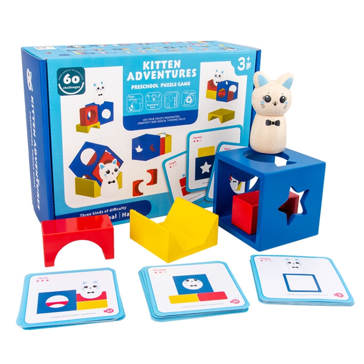 

Children Puzzle Creative Assembling Building Blocks Cat Magic Box Baby Early Education Board Game Toys