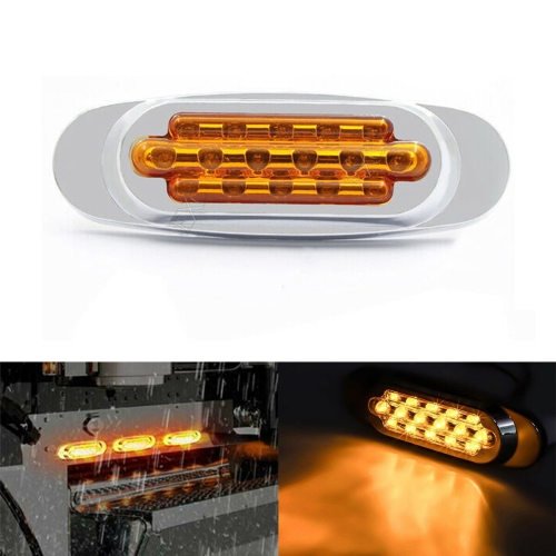 

12-24V 16 LEDs Electroplating Side Lights Side Tail Lights Cargo Truck Modification Light, Colour: Yellow (2 Lines Always Bright)