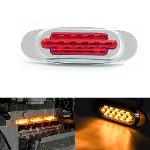 

12-24V 16 LEDs Electroplating Side Lights Side Tail Lights Cargo Truck Modification Light, Colour: Red (High and Low Light 3 Lines)