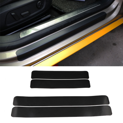 

5 Sets Car Threshold Carbon Fiber Sticker Car Door Scratch Strip Anti-Kick Film Protective Pad Threshold Strip, Colour: 4 PCS / Set 4D Black