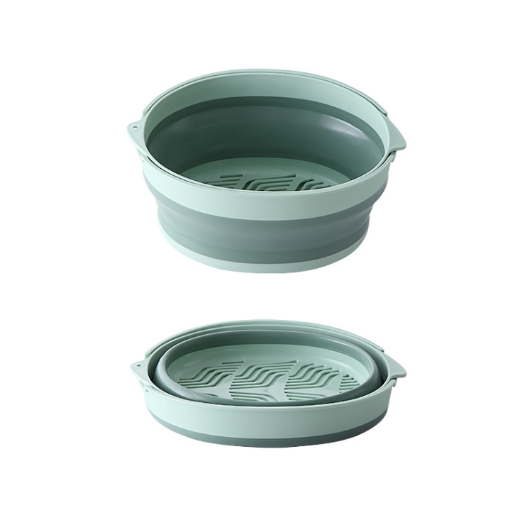 

Double-Layer Folding High Temperature Resistant Drain Basket Multifunctional Kitchen Fruit & Vegetable Storage Basket Small (Green)