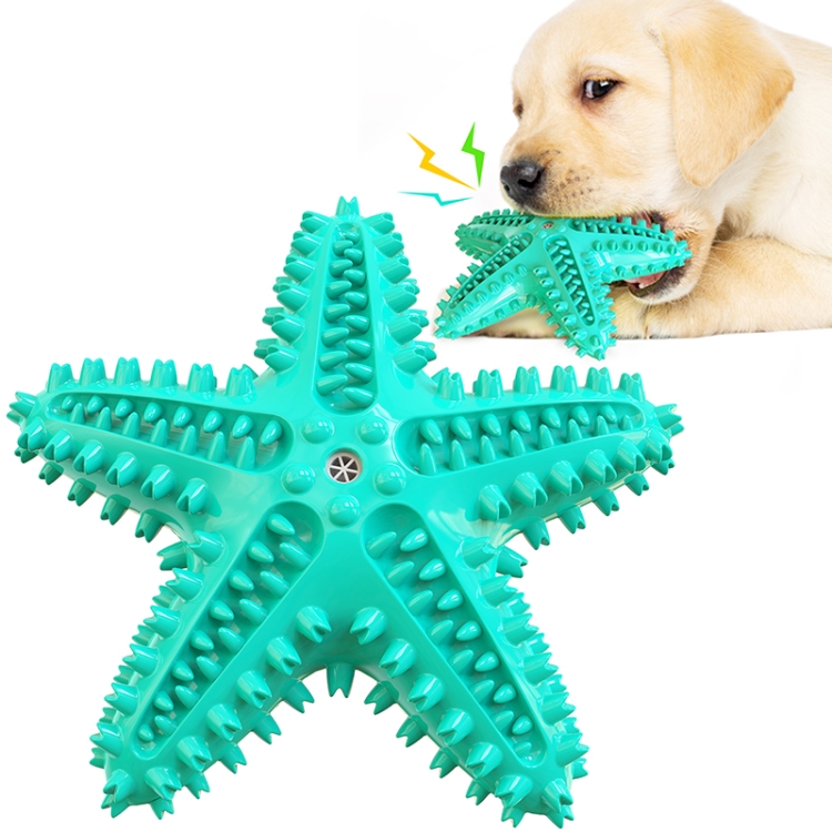 

Starfish Voice Pet Dog Toy Molar Stick Leaking Food Dog Toothbrush(Lake Blue)
