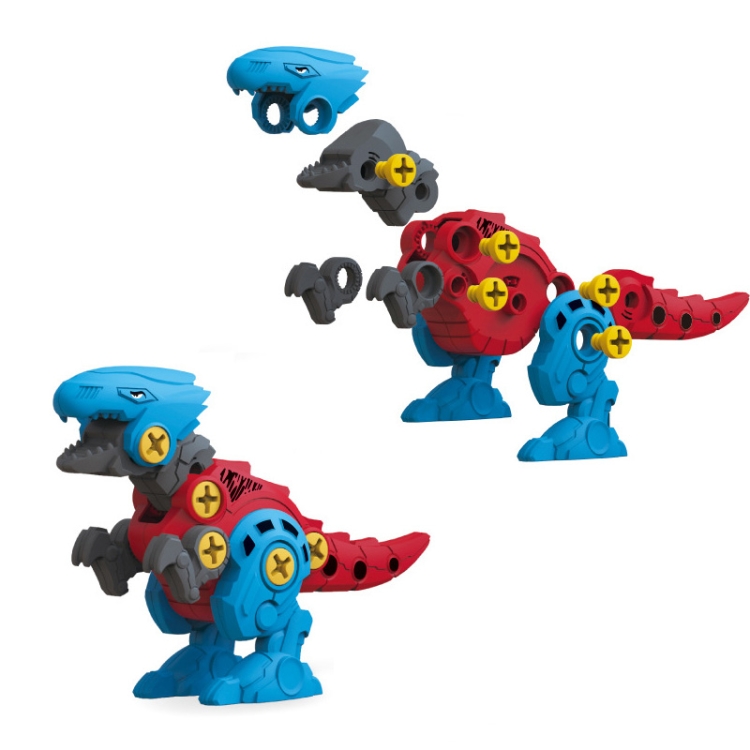 

2 PCS Children Toy Set Puzzle DIY Screw Assembly Dinosaur Building Block(Velociraptor )