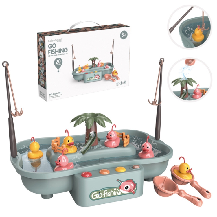 

Play House Children Educational Electric Cycle Rotating Fishing Station Summer Water Game Toy Set, Colour: Green 6 Ducks