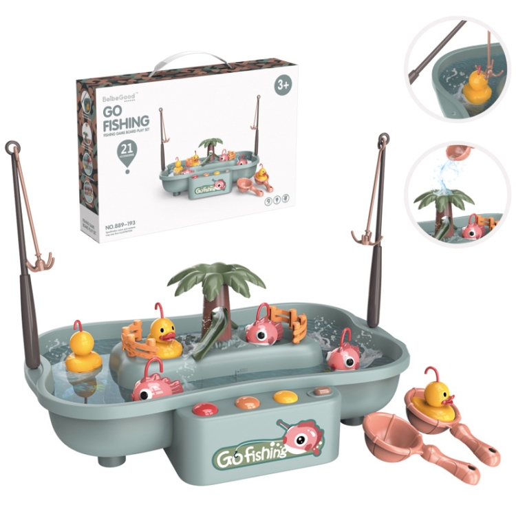

Play House Children Educational Electric Cycle Rotating Fishing Station Summer Water Game Toy Set, Colour: Green 3 Fish 3 Ducks
