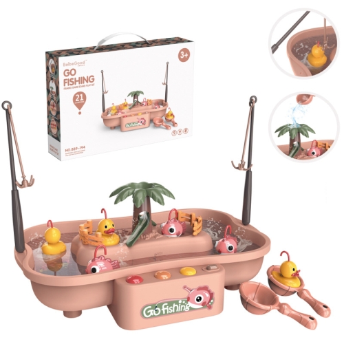 

Play House Children Educational Electric Cycle Rotating Fishing Station Summer Water Game Toy Set, Colour: Pink 3 Fish 3 Duck