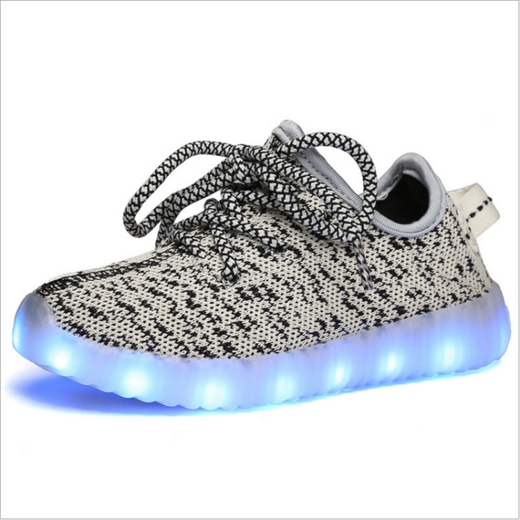 

Low-Cut LED Colorful Fluorescent USB Charging Lace-Up Luminous Shoes For Children, Size: 25(Gray)