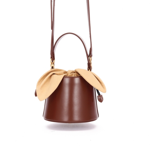 

L9009 Bucket Bag Bow Knot Shoulder Messenger Lady Bag(Caramel Color)