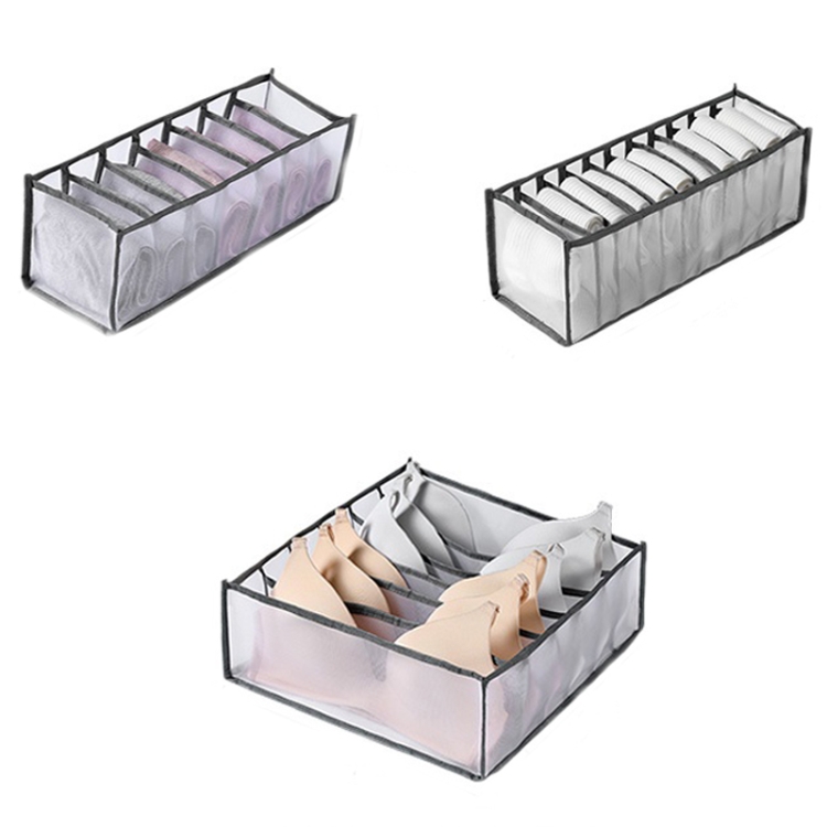 

3 in 1 Underwear Drawer Storage Box Household Socks Folding Storage Box(Gray)