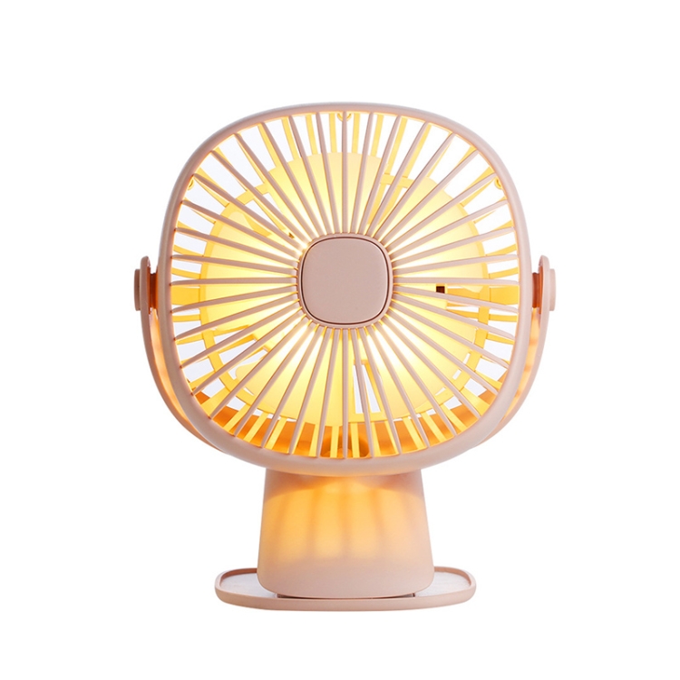 

AGQ-2816 Multifunctional Desktop Mini USB Clip Fan Rotating Square Box LED Night Light(Pink)