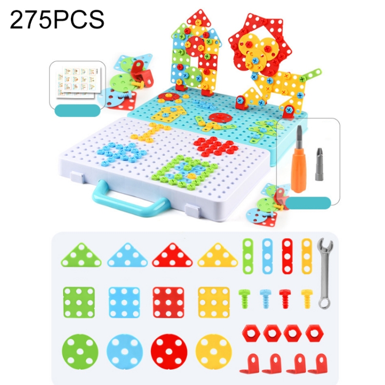 

Children Screw-Tightening Electric Drill Toy Manual Assembly Toolbox, Style: 3D + Manual Drill (275 PCS)