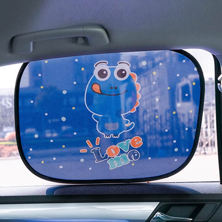 

N978 2 Sets Summer Cartoon Car Electrostatic Adsorption Side Window Shade Sticker(One Pair Dinosaur)