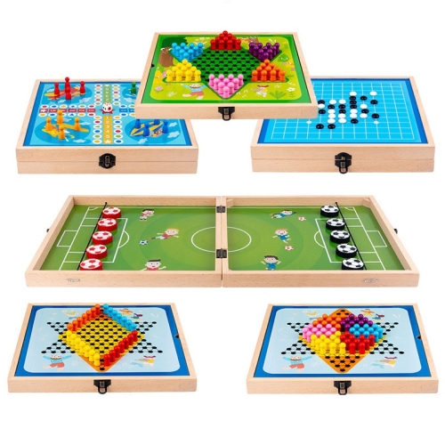 

6 In 1 Beech Multi-Function Game Chess Two-Person Battle Parent-Child Interaction Ejection Chess