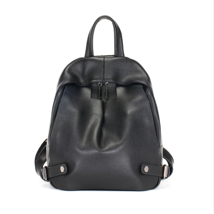 

L6072-1 Ladies Cowhide All-match Backpack Leisure Travel Bag(Black)