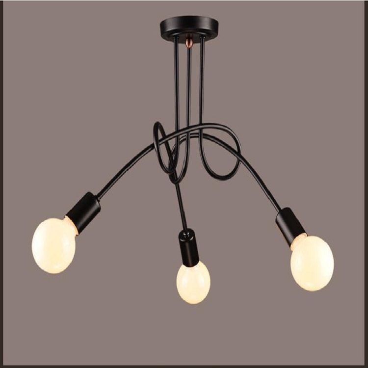

Three-headed Simple Creative Cafe Room Dining Room Bedroom Living Room Wrought Iron Pendant Lamp Ceiling Light
